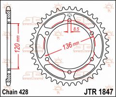 JT Sprockets Rear 55T 428 - JTR1847.55