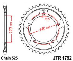 JT Sprockets Rear 45T 525 - JTR1792.45ZBK
