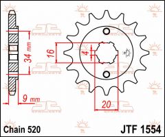 JT Sprockets Front 13T 520 - JTF1554.13