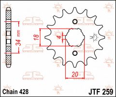 JT Sprockets Front 13T 428 - JTF259.13
