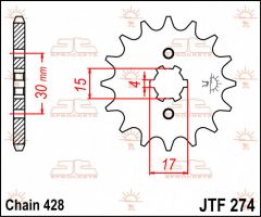 JT Sprockets Front 14T 428 - JTF274.14