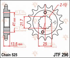 JT Sprockets Front 16T 525 - JTF296.16
