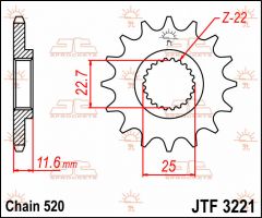 JT Sprockets Front 12T 520 - JTF3221.12