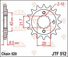 JT Sprockets Front 15T 520 - JTF512.15