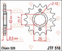 JT Sprockets Front 14T 520 - JTF516.14