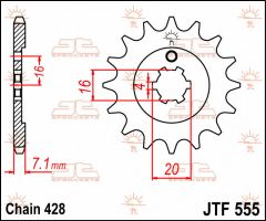 JT Sprockets Front 14T 428 - JTF555.14