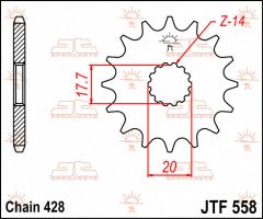 JT Sprockets Front 13T 428 - JTF558.13