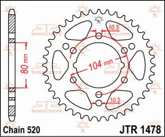 JT Sprockets Rear 36T 520 - JTR1478.36