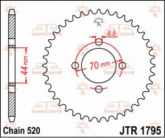 JT Sprockets Rear 22T 520 - JTR1795.22