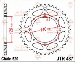 JT Sprockets Rear 43T 520 - JTR487.43