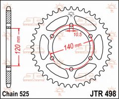 JT Sprockets Rear 45T 525 - JTR498.45