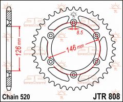 JT Sprockets Rear 44T 520 - JTR808.44
