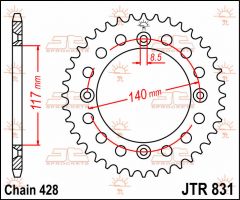 JT Sprockets Rear 46T 428 - JTR831.46